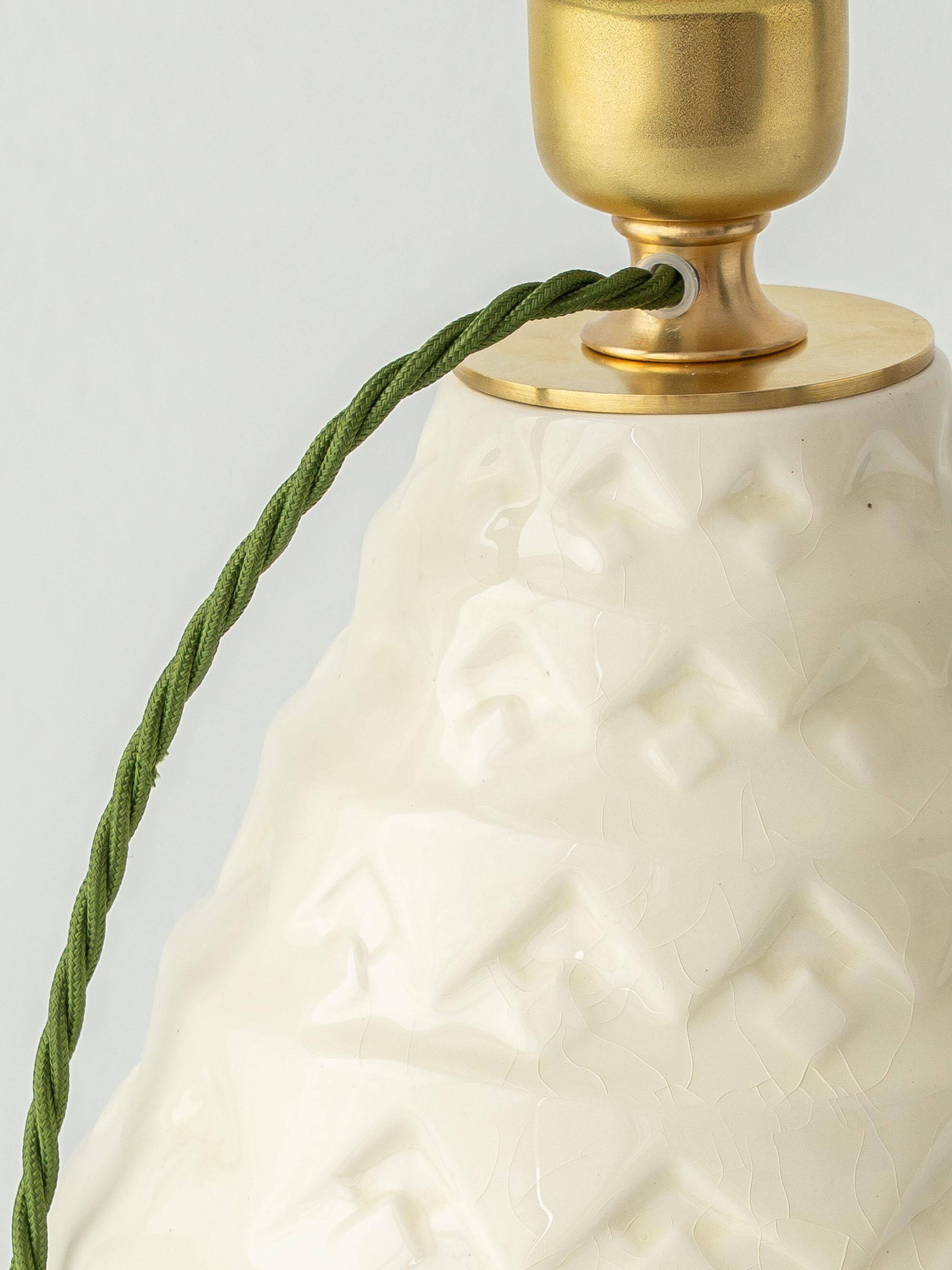 Art Deco pineapple table lamp by Charles Catteau with new Ikat silk shade, 1920s.