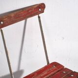 Anciennes chaises de jardin pliantes rouges (vers 1920). Ensemble de 4 pièces