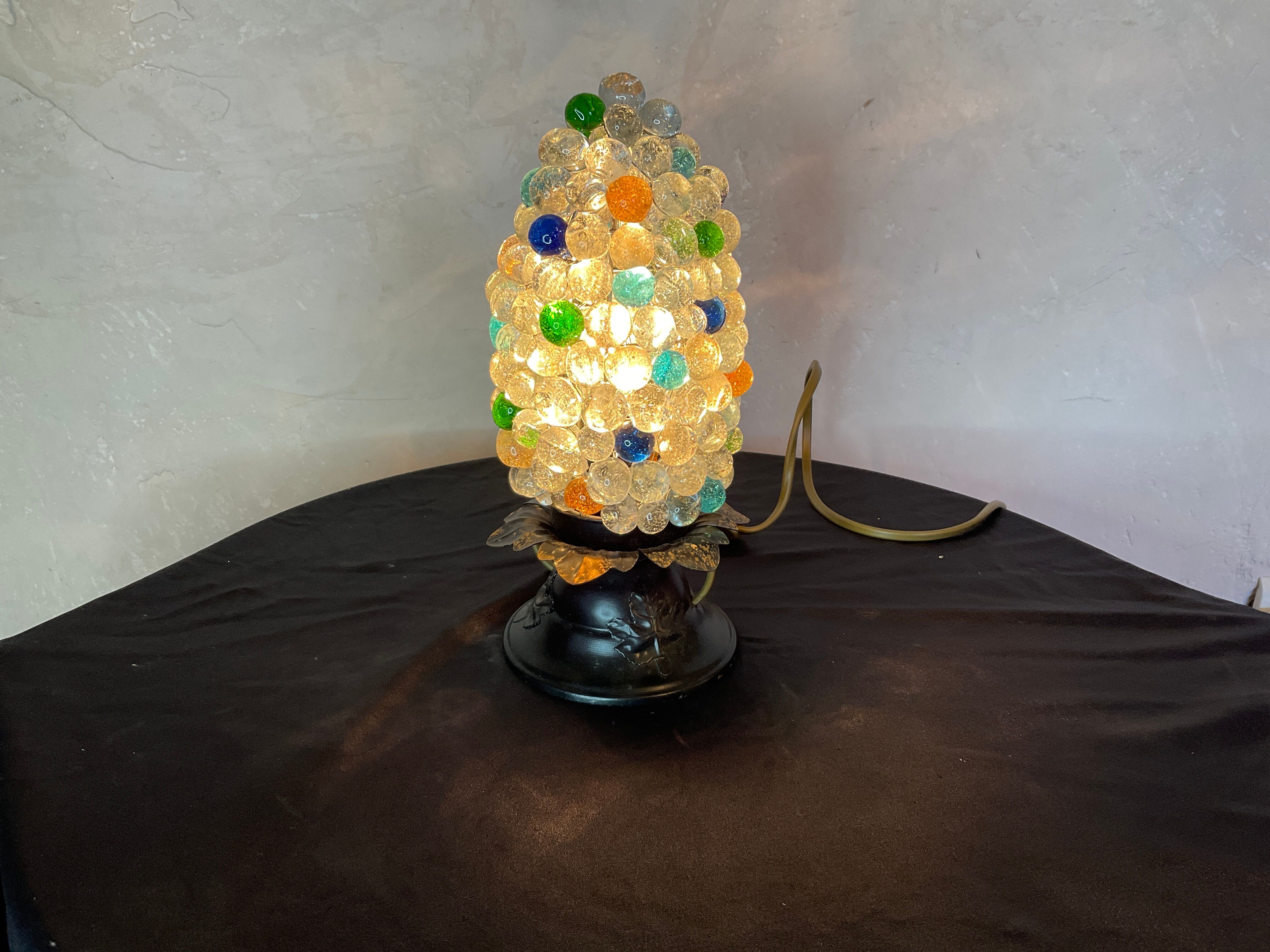 lamp night light tulip bunches of grapes murano glass