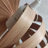 Nautilus shell-shaped chandelier made from bamboo slats