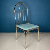 French vintage dining set in imitation bamboo brass with 4 chairs and table, 1970s, set of 5.