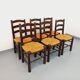 Set of 6 vintage brutalist chairs by Georges Robert in straw wood from the 1960s.