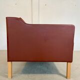 Vintage Danish mid-century Mogens Hansen 3-person cognac leather sofa