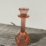 Bougeoir Rosaline verre rose art déco