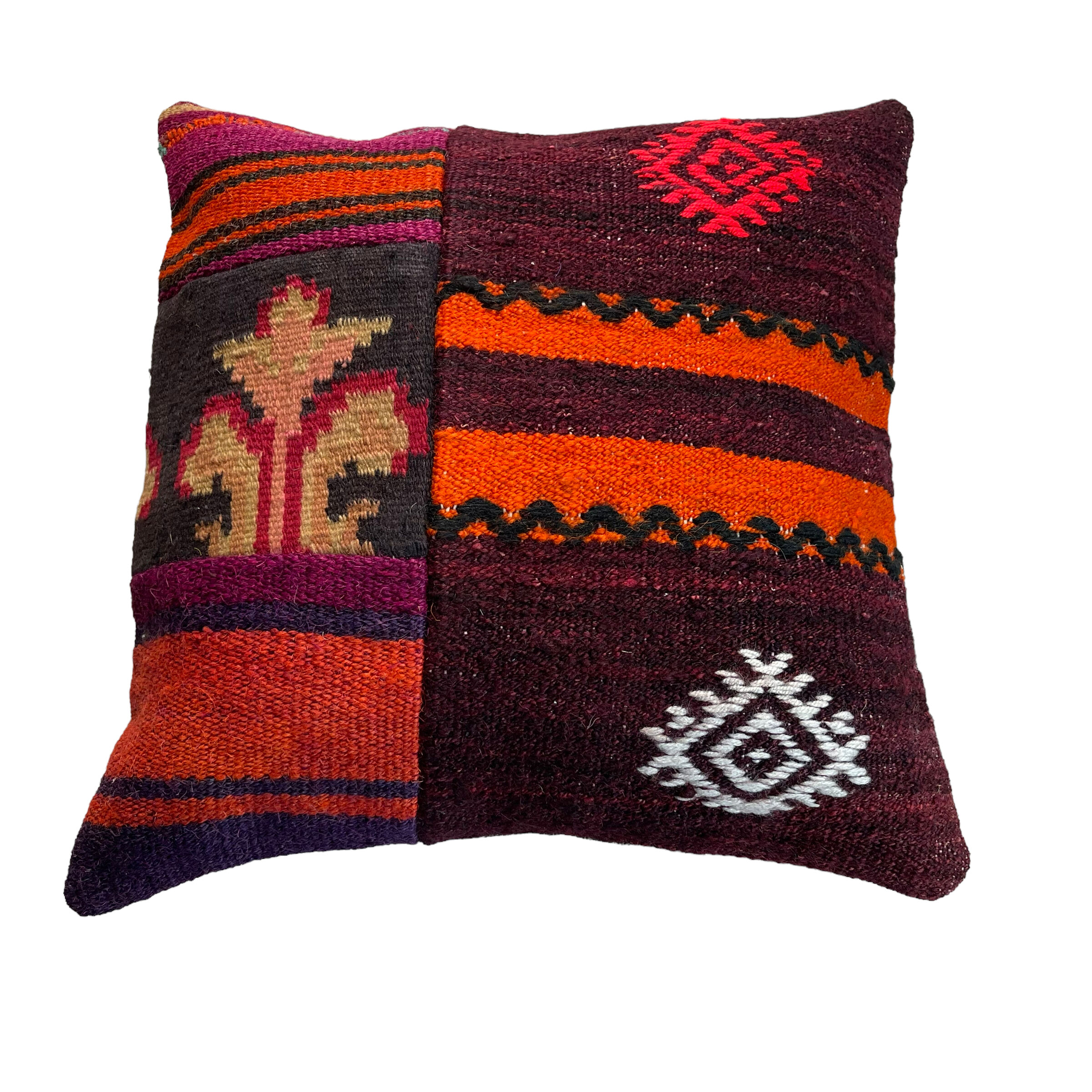 Vintage turkish kilim cushion cover, 40 x 40 cm