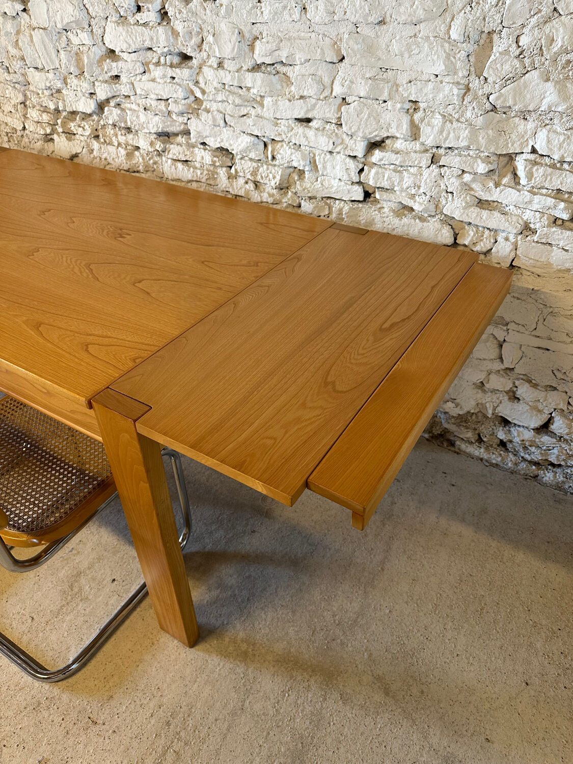 Solid elm dining table - Vintage - 1980