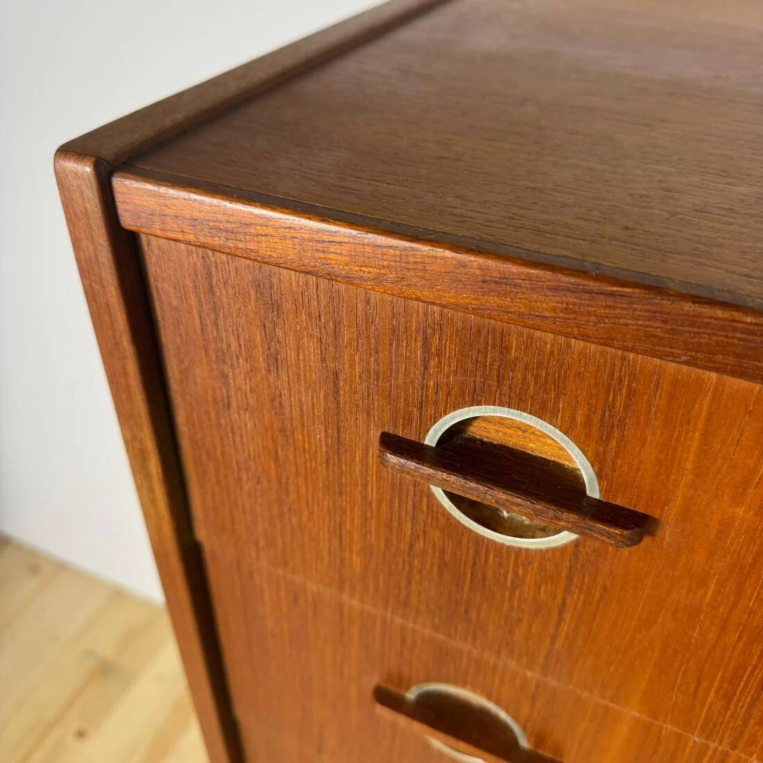 Danish 1960s teak chest of drawers with metal insert