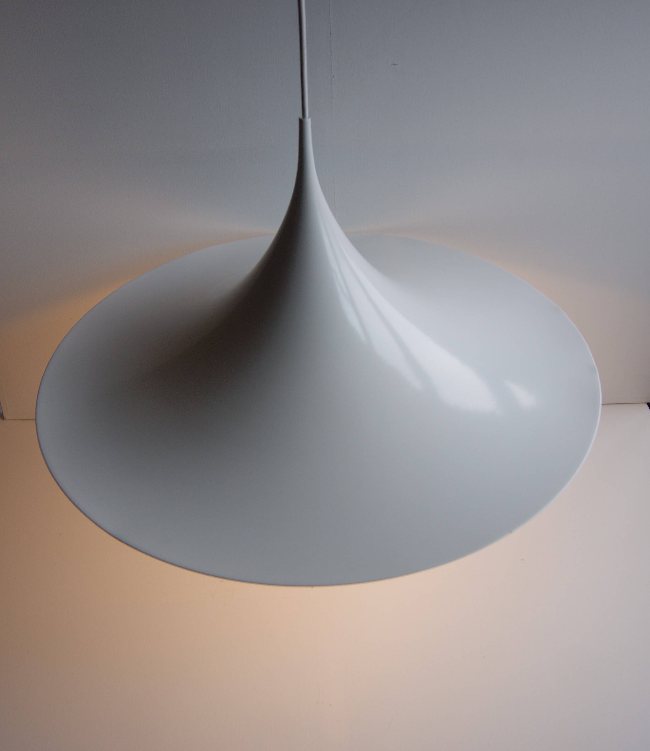 Large White Witch Hat Semi Pendant - Design by Bonderup and Thorup for Fog and Morup, 1960s.
