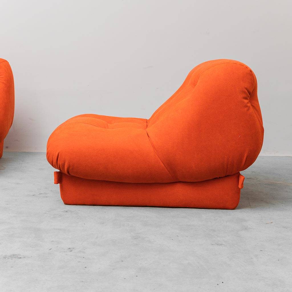 Pair of vintage orange armchairs, 1970s design, modernist