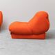 Pair of vintage orange armchairs, 1970s design, modernist