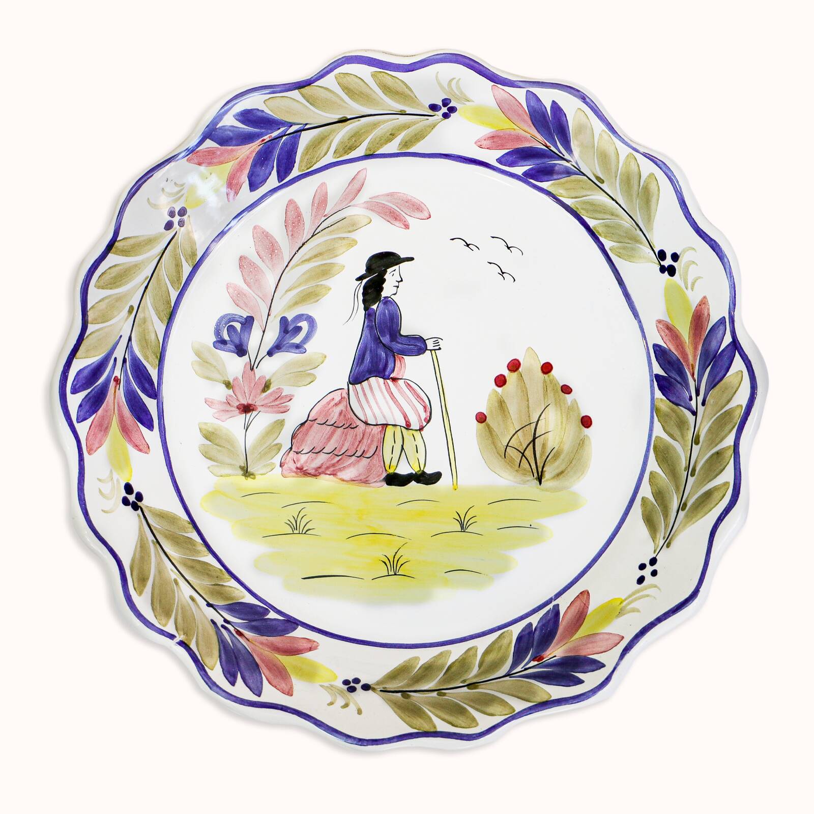 Set of Two Vintage Majolica Plates, Mister and Missus