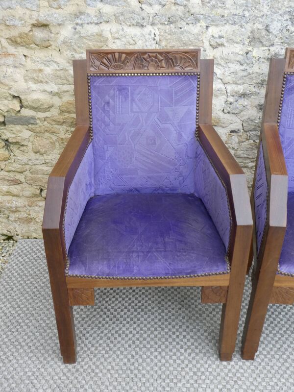 Paire de fauteuils en chêne, Ecole d'Amsterdam, années 30