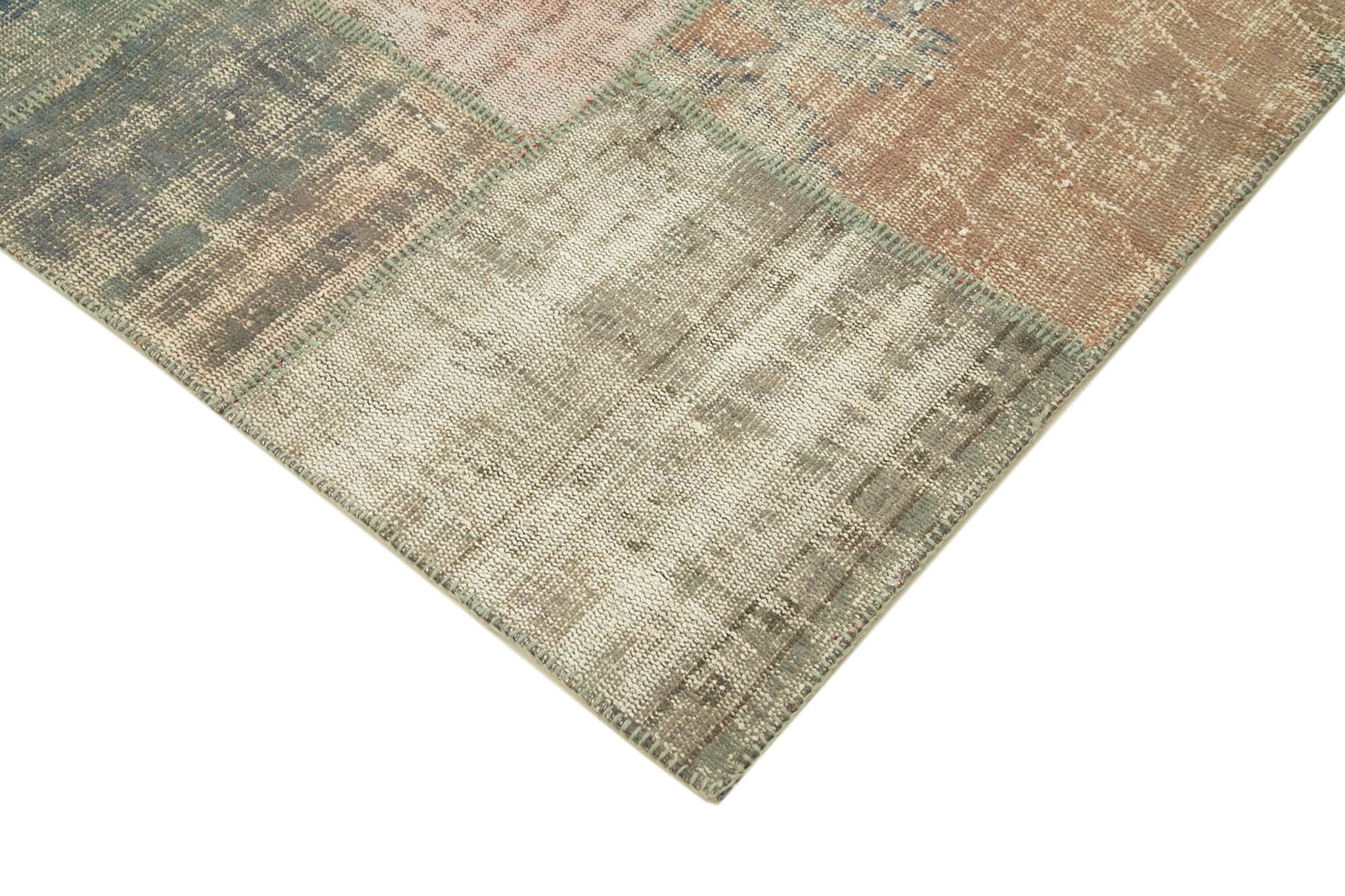 Handmade anatolian overdyed 175 cm x 242 cm grey patchwork carpet