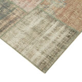 Handmade anatolian overdyed 175 cm x 242 cm grey patchwork carpet