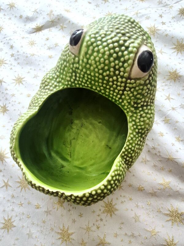 Vintage cache pot grenouille ceramique Jean Roger