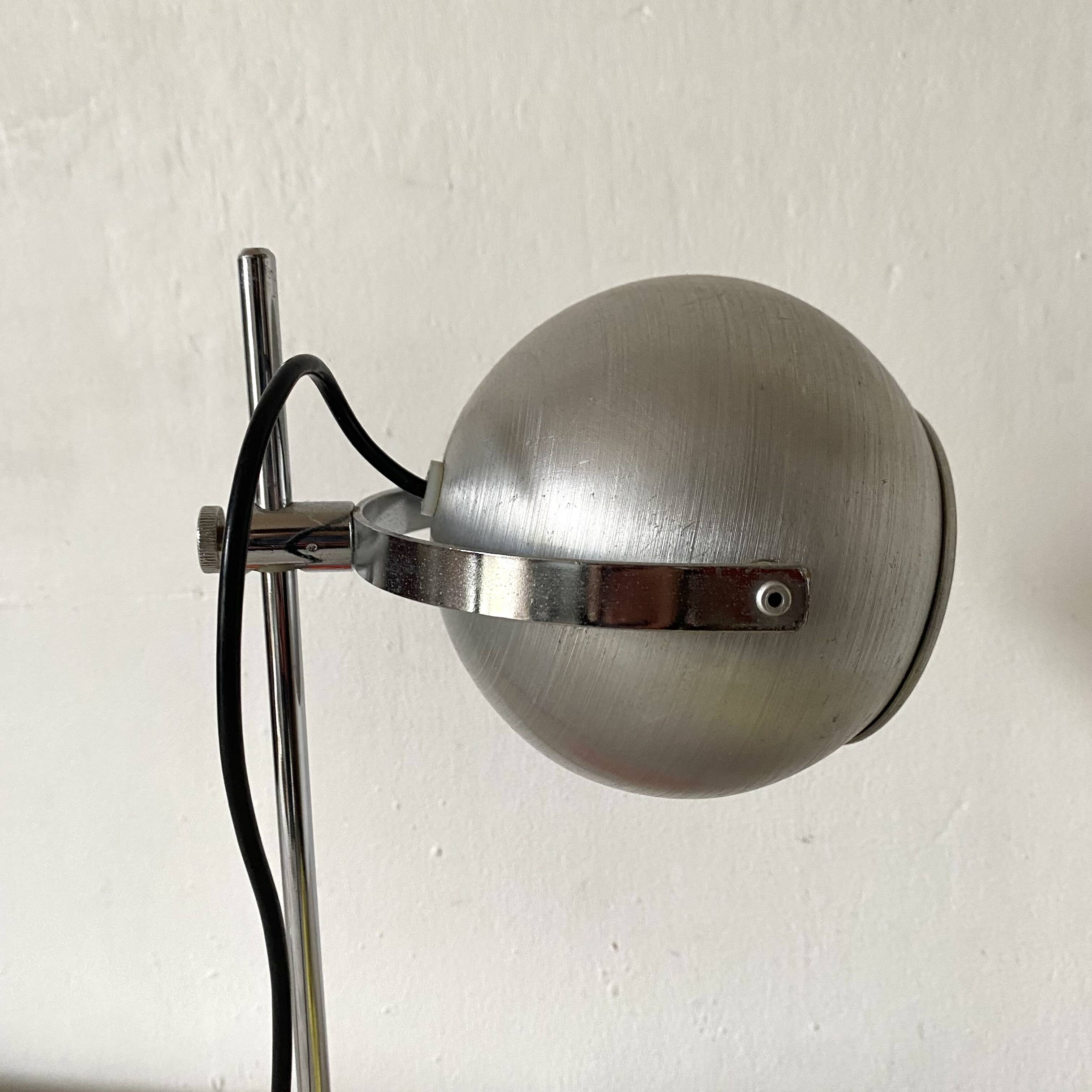 Eye ball lamp space age brushed metal 70s