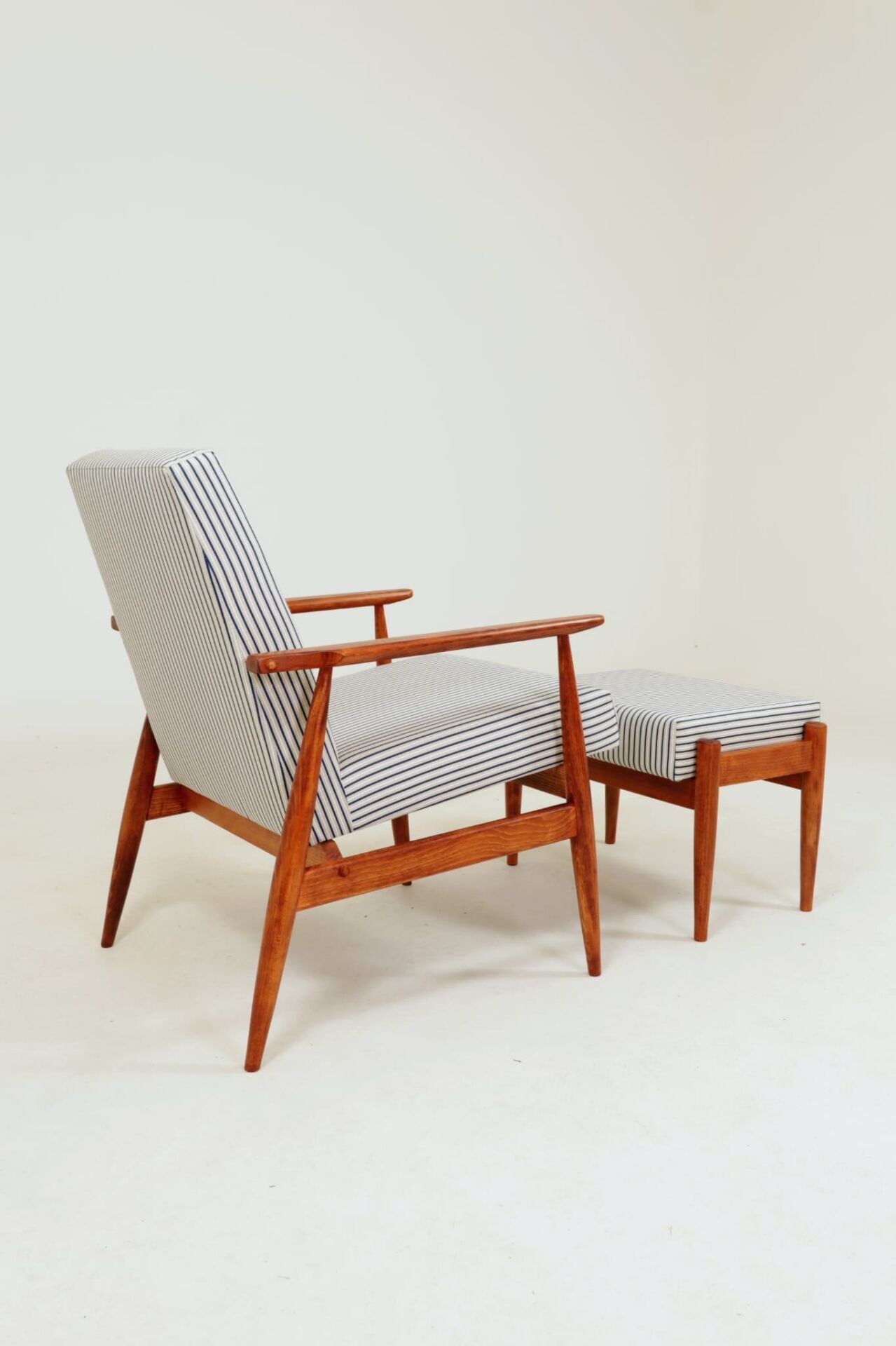 Fauteuil & Repose-pieds tissu cotton rayé