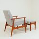 Fauteuil & Repose-pieds tissu cotton rayé