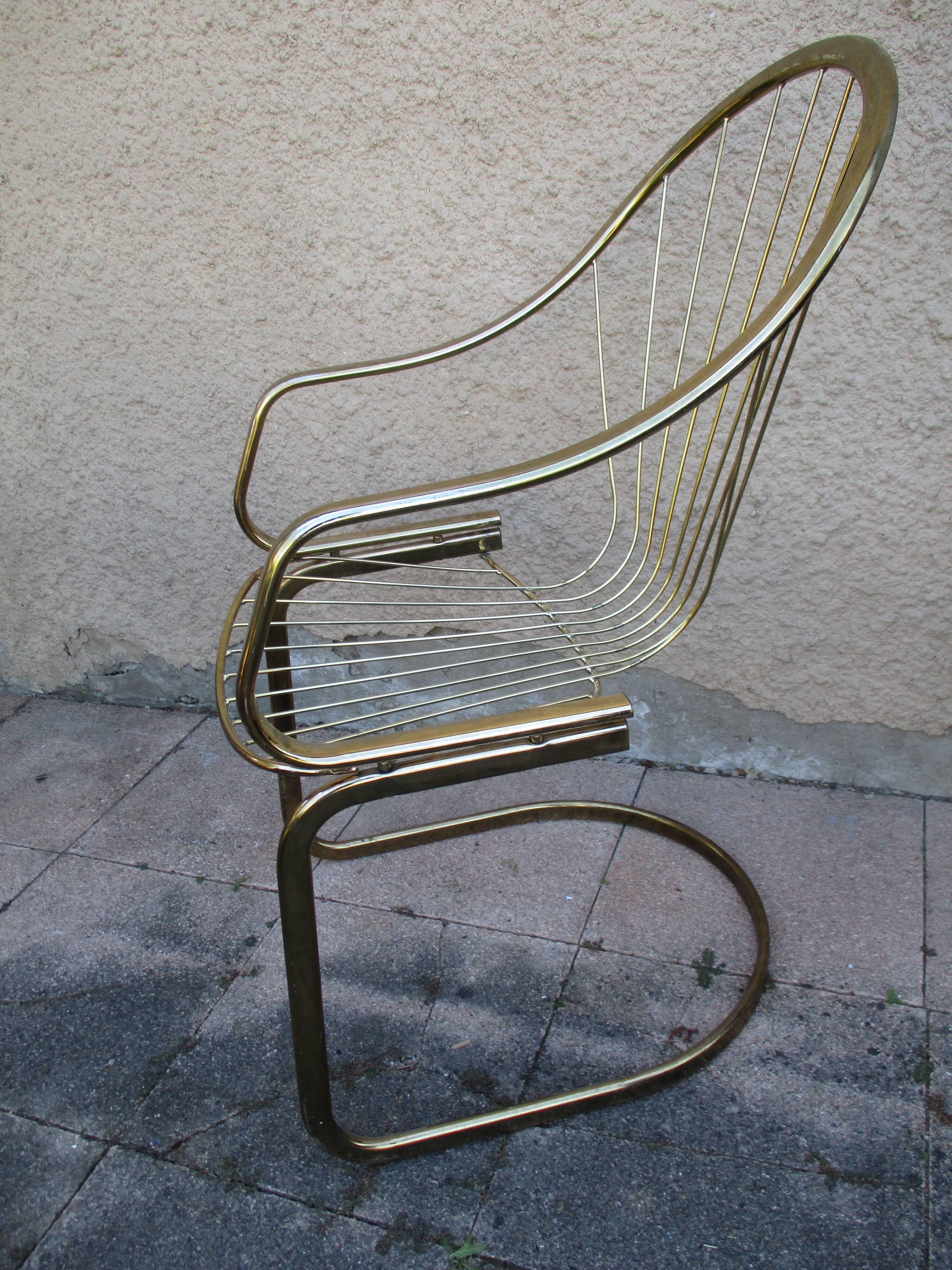 70s gold metal armchair