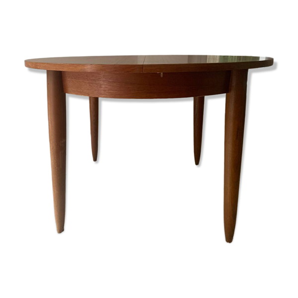 Table ronde extensible vintage MDK en teck, Design scandinave des Années 60