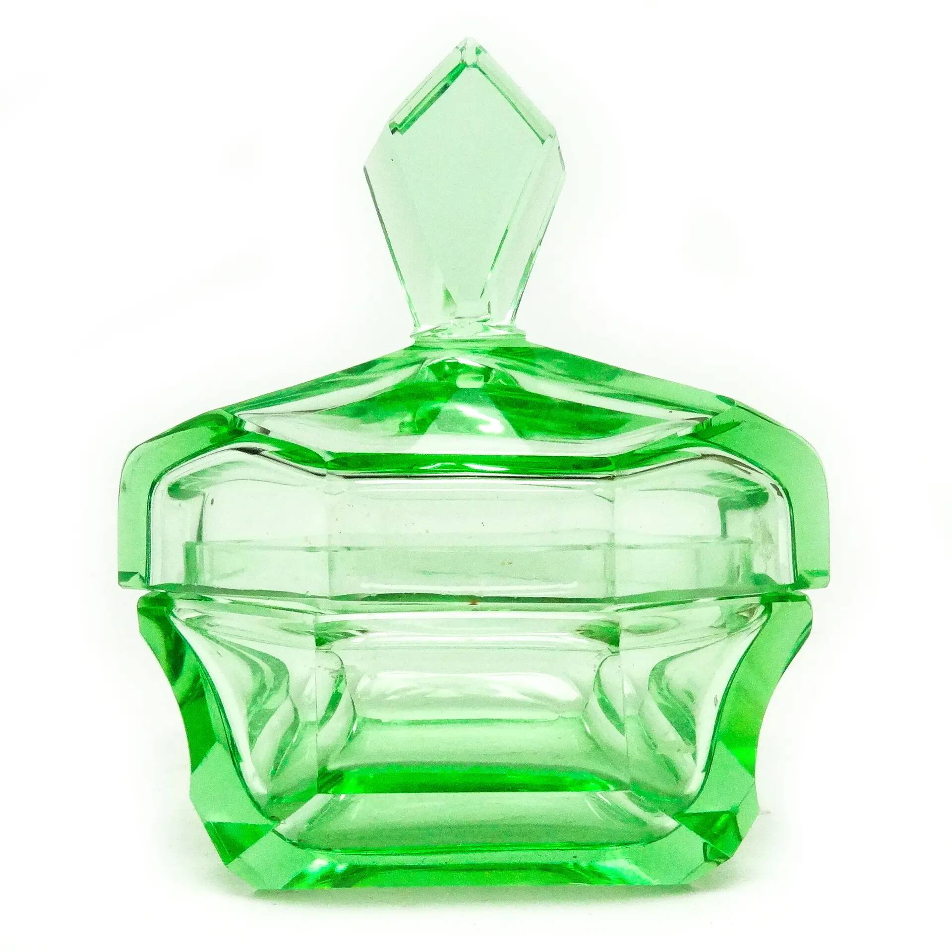 Art Deco bonbonniere, glass, Moser, Czechoslovakia, 1930s