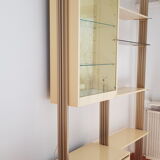 Boxed bookcase and modular shelves 70s lacquered and gilded