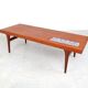 Vintage teak coffee table with blue tiles by Johannes Andersen, Silkeborg 1960s