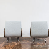 Pair of lounge chairs in Kvadrat/Sahco Boucle "360" by Janusz Różański, 1950's