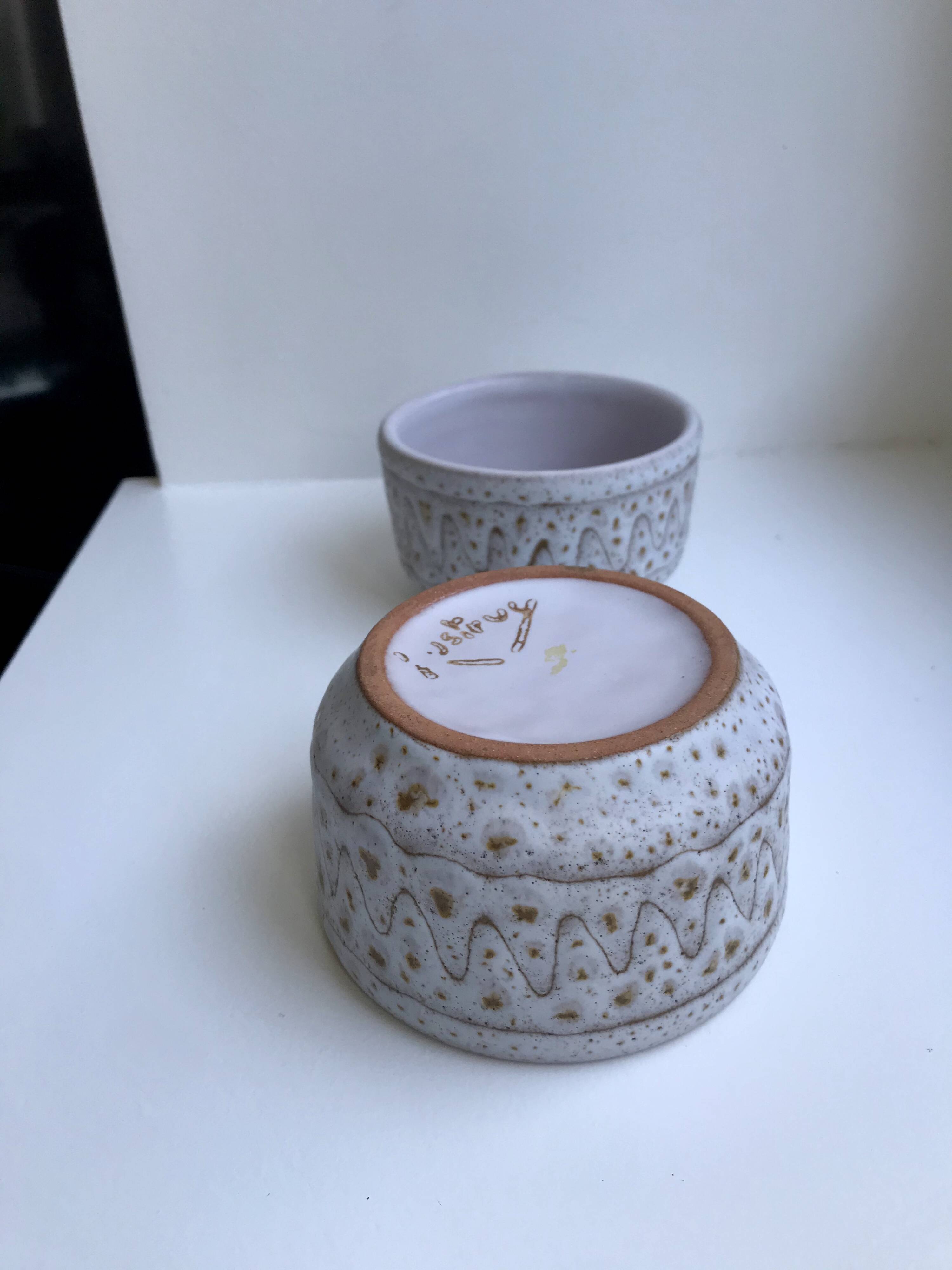 Duo of 70s ceramic ramekins signed Austruy