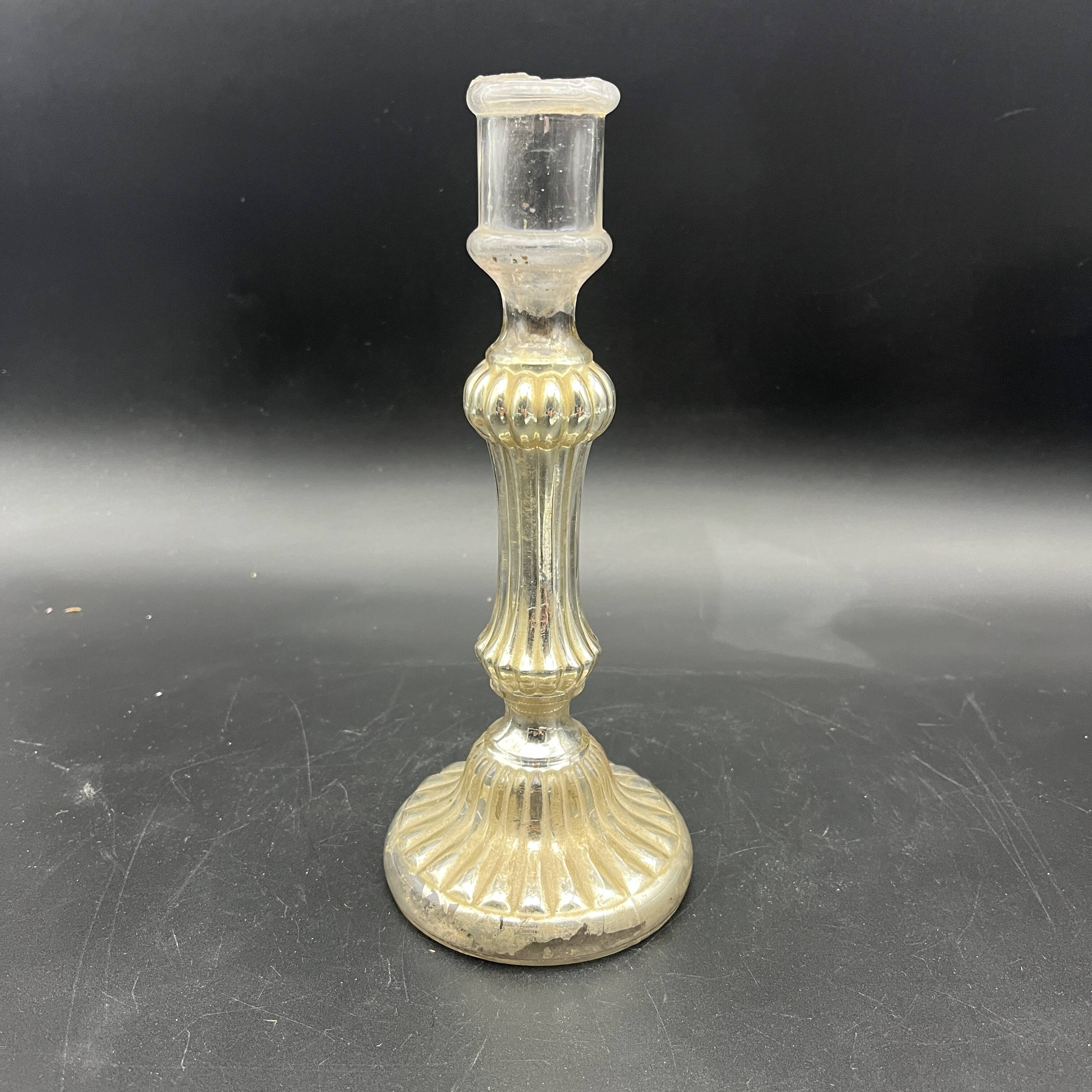 Bougeoir en verre eglomisé XIXe 19e