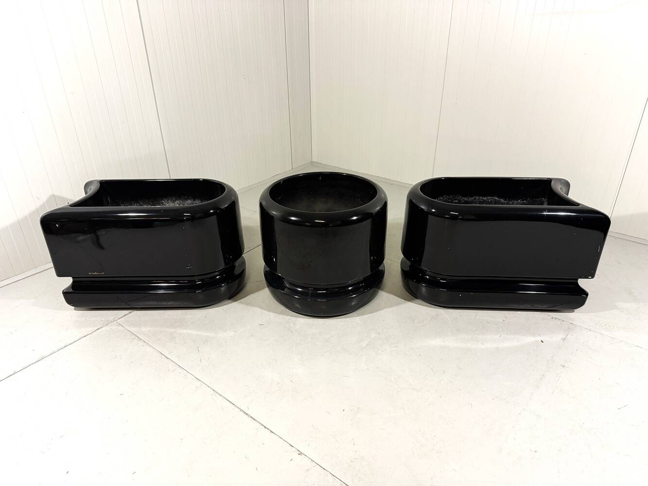Luigi Colani set of 3 room dividing black planters 1970’s