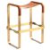 Contemporary Bar Stool Metal Aged Brass Natural Tobacco Leather