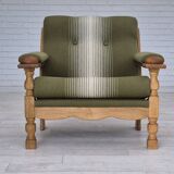 1970s, Danish armchair, original condition, wool, solid oak wood.