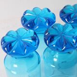 Set of 4 Unique Vintage Bright Blue Glasses / Solid Rare Tumblers / Italy /