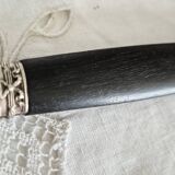 Silver and ebony table knives, stainless steel blade, late 19th century.