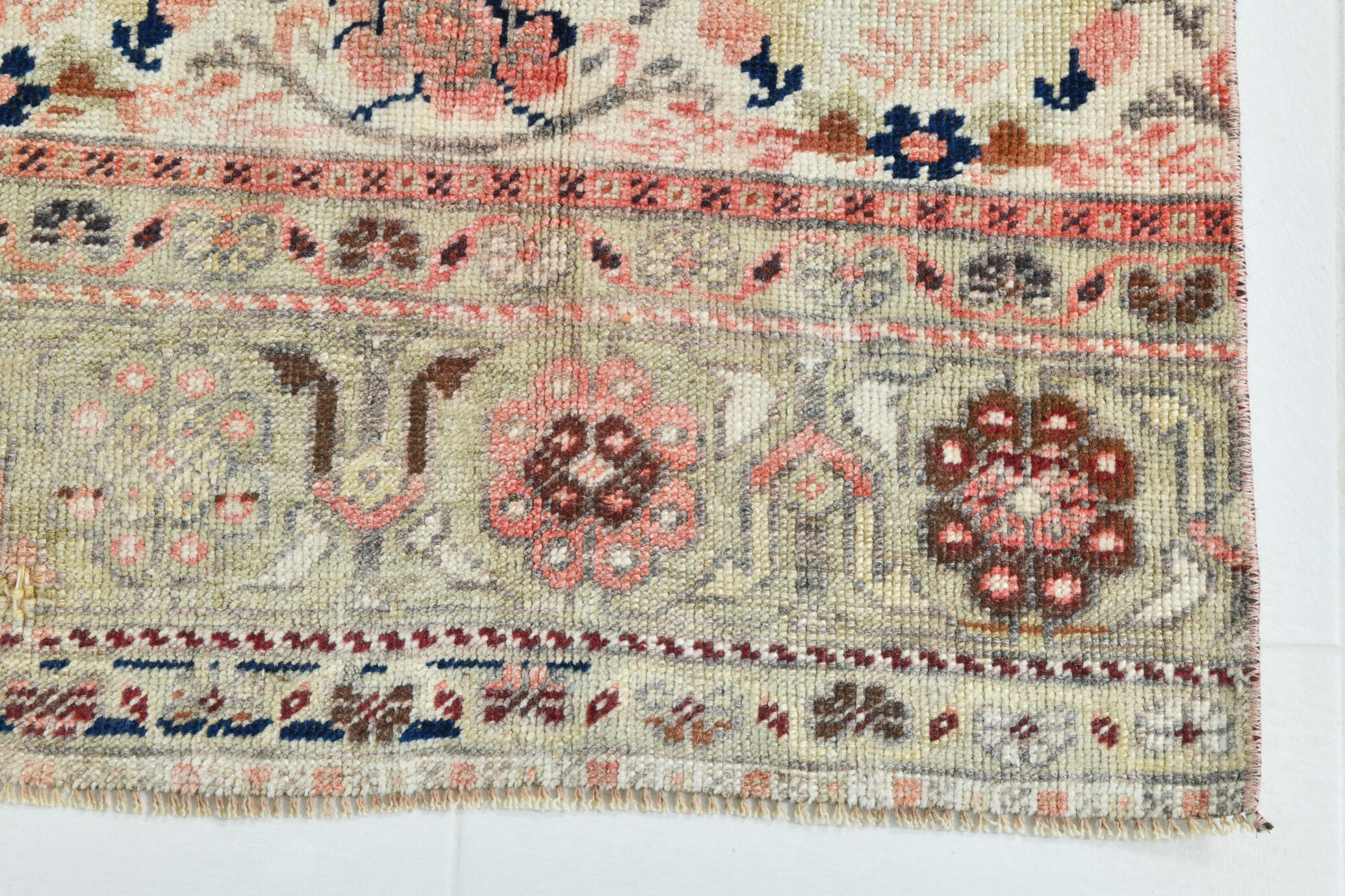 2x10 Faded Pink & Navy Blue Persian Runner Rug, 71x294Cm