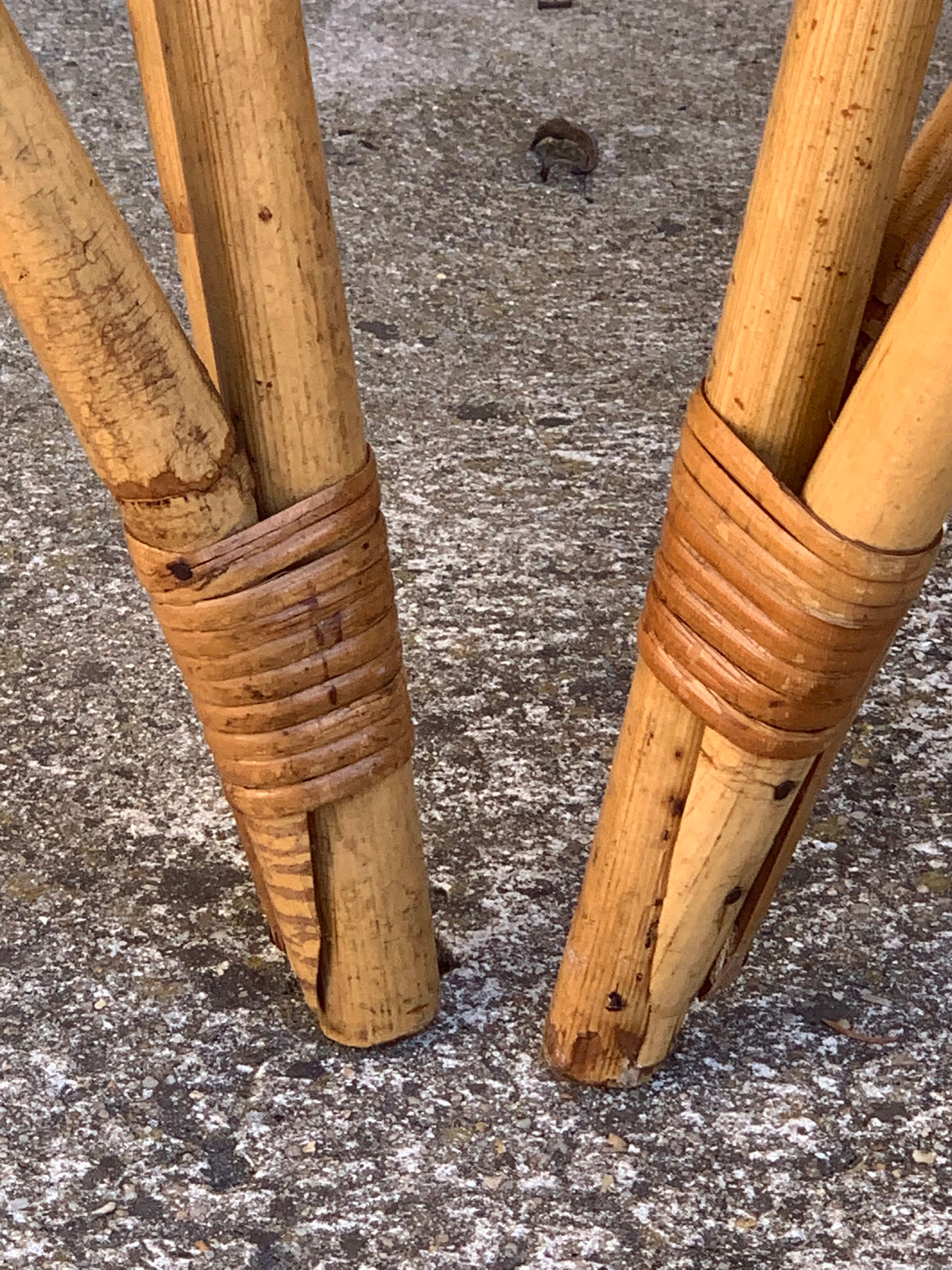 Chair and armchair in vintage rattan 1950