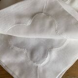 4 serviettes mousseline blanche brodées