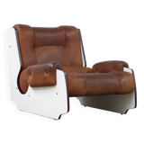 Original vintage mid century design armchair in brown leather, 1960s