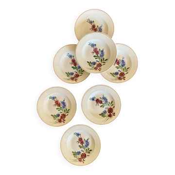 Set of 7 vintage soup plates, Aigueperse de Sarreguemines