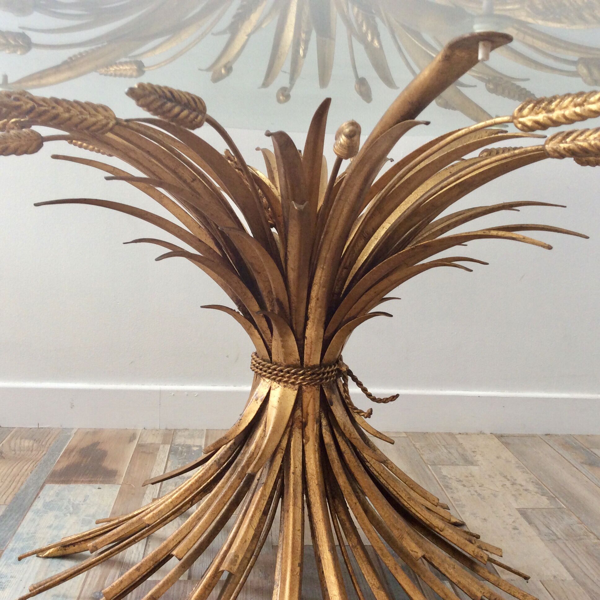 Coco Chanel table by Robert Goossens sheaf of vintage golden wheat vintage 70s
