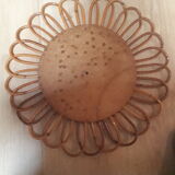 Soleil bambou rotin 1960 70 s 55cm