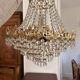 Antique Balloon Chandelier in Gilded Brass, Empire Style, 4 Lights