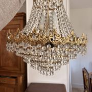 Antique Balloon Chandelier in Gilded Brass, Empire Style, 4 Lights