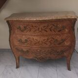 Louis xv style chest of drawers with marble top