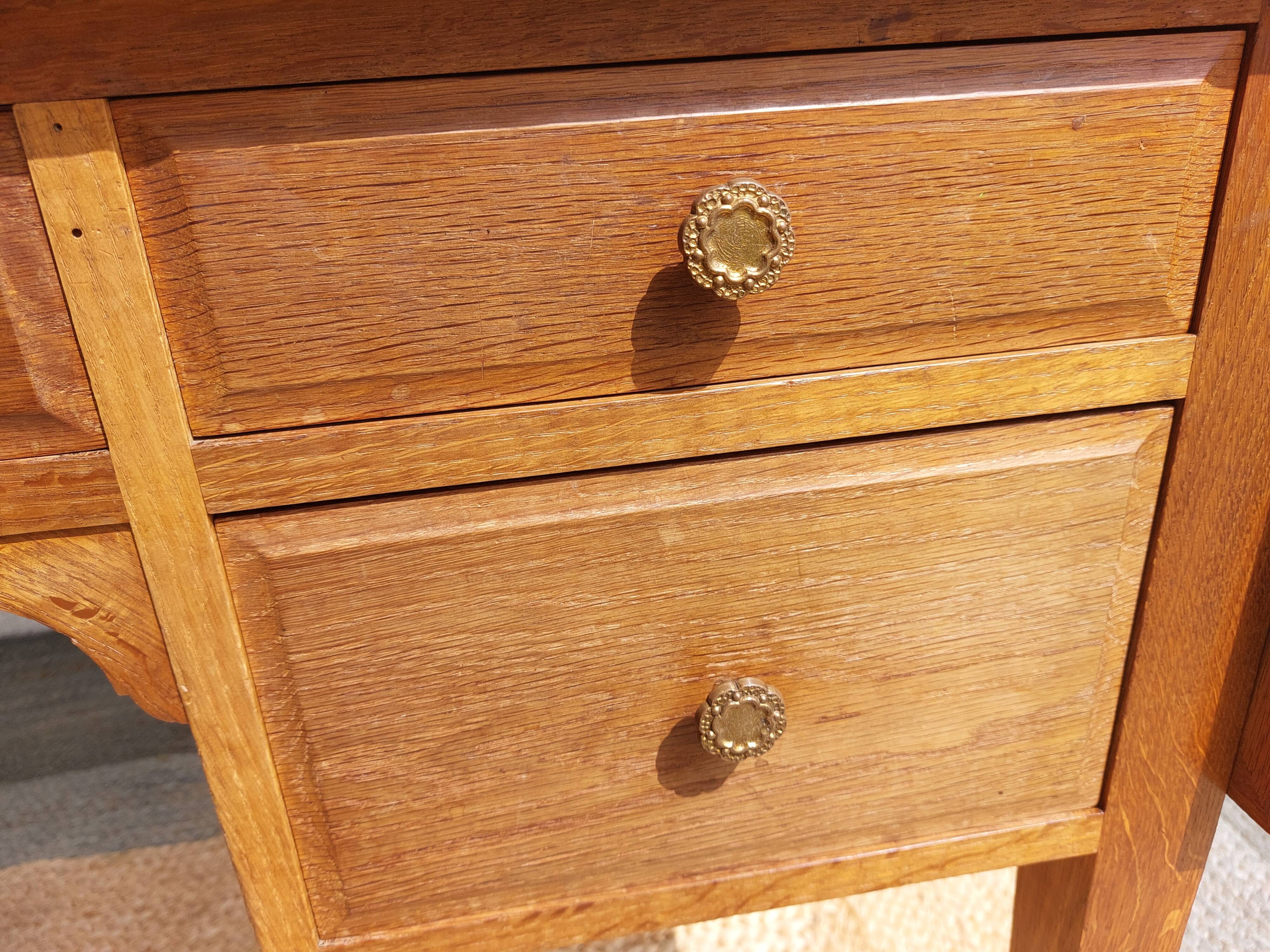 solid wood desk, leather top and extension