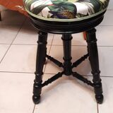 19th century Napoleon 3 piano stool with 4 turned legs, adjustable in height, restored to new