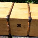 Old wooden travel trunk