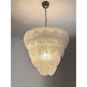 Contemporary Modern Clear Graniglia “Petals” Murano Glass Chandelier by Sim