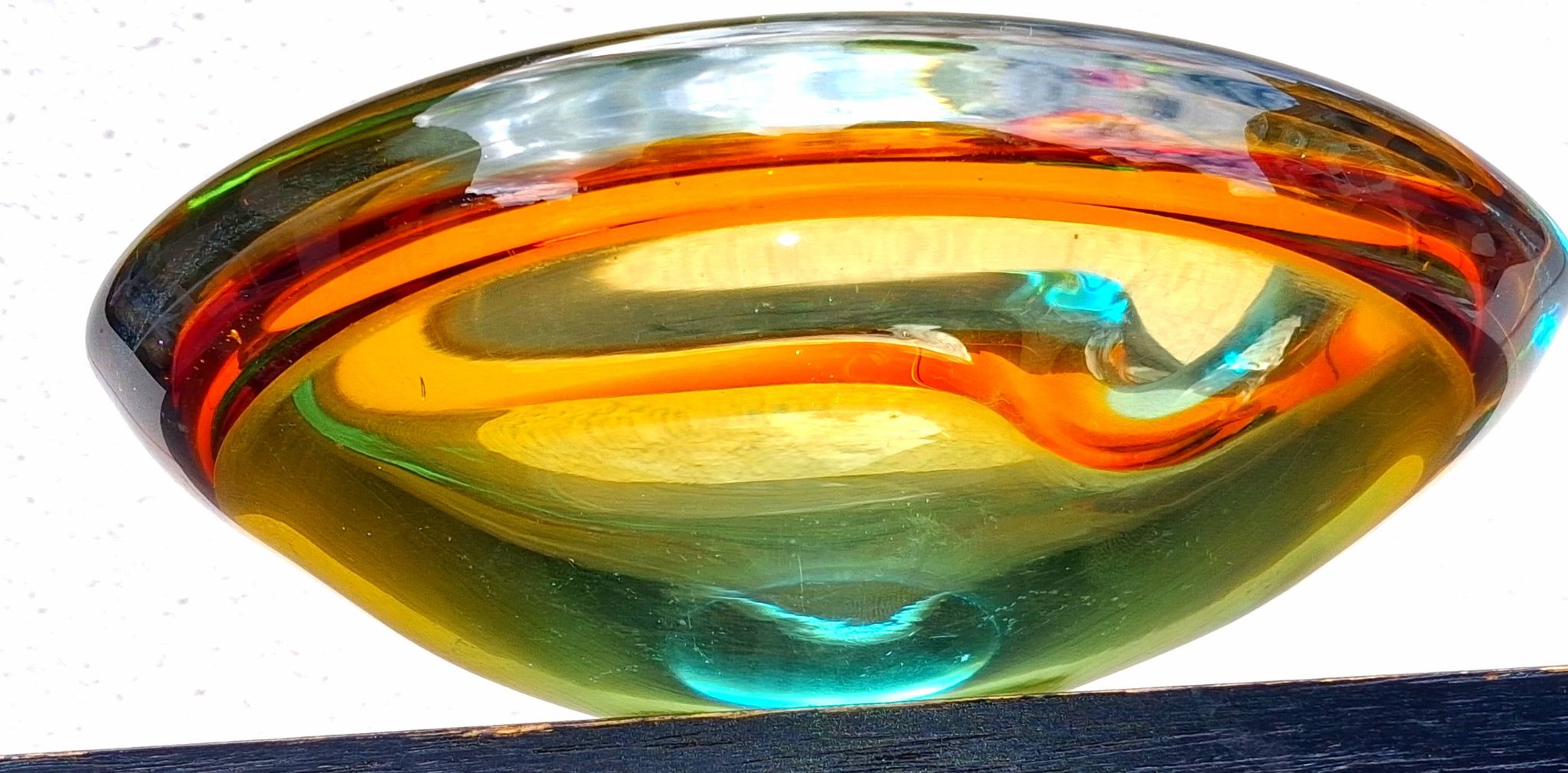 Murano Somerso glass ashtray, vintage decor